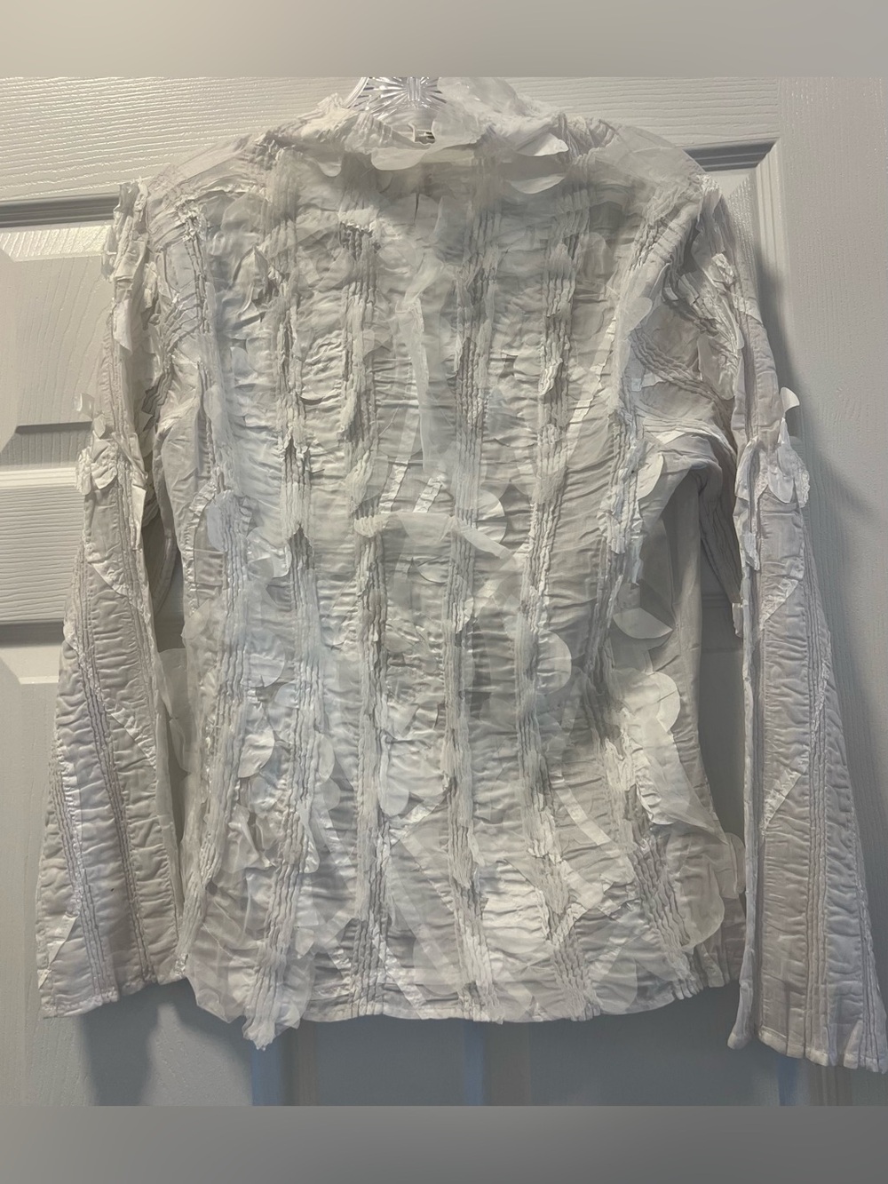 Vintage Yoshiki Hishinuma Pleated Petal Texture Long Sleeve Top, size Small.